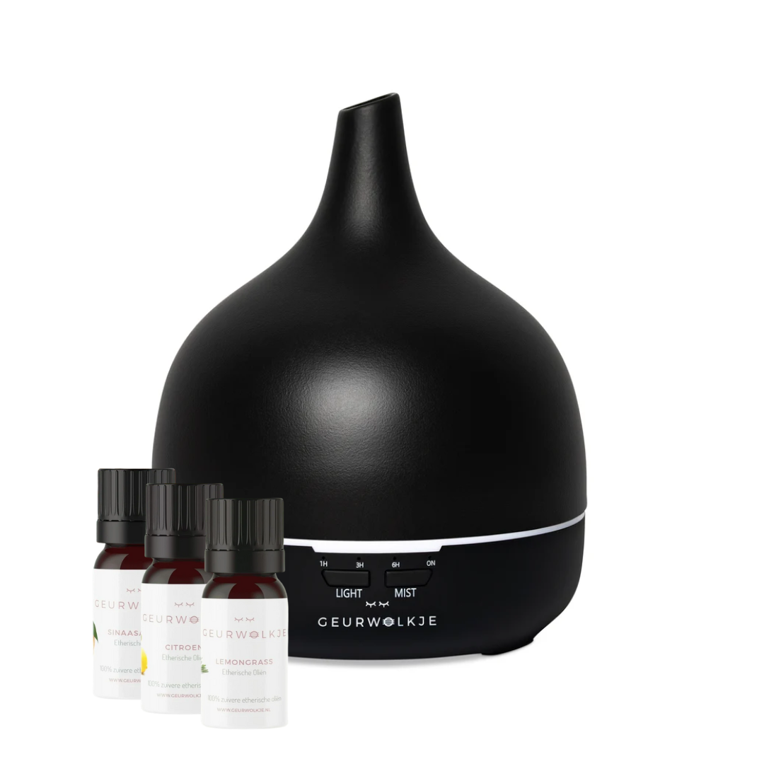 Close 2 Nature 3.0 - Geurwolkje® Aroma Diffuser - Keramiek -MidNight Black - 400 ML – bundle