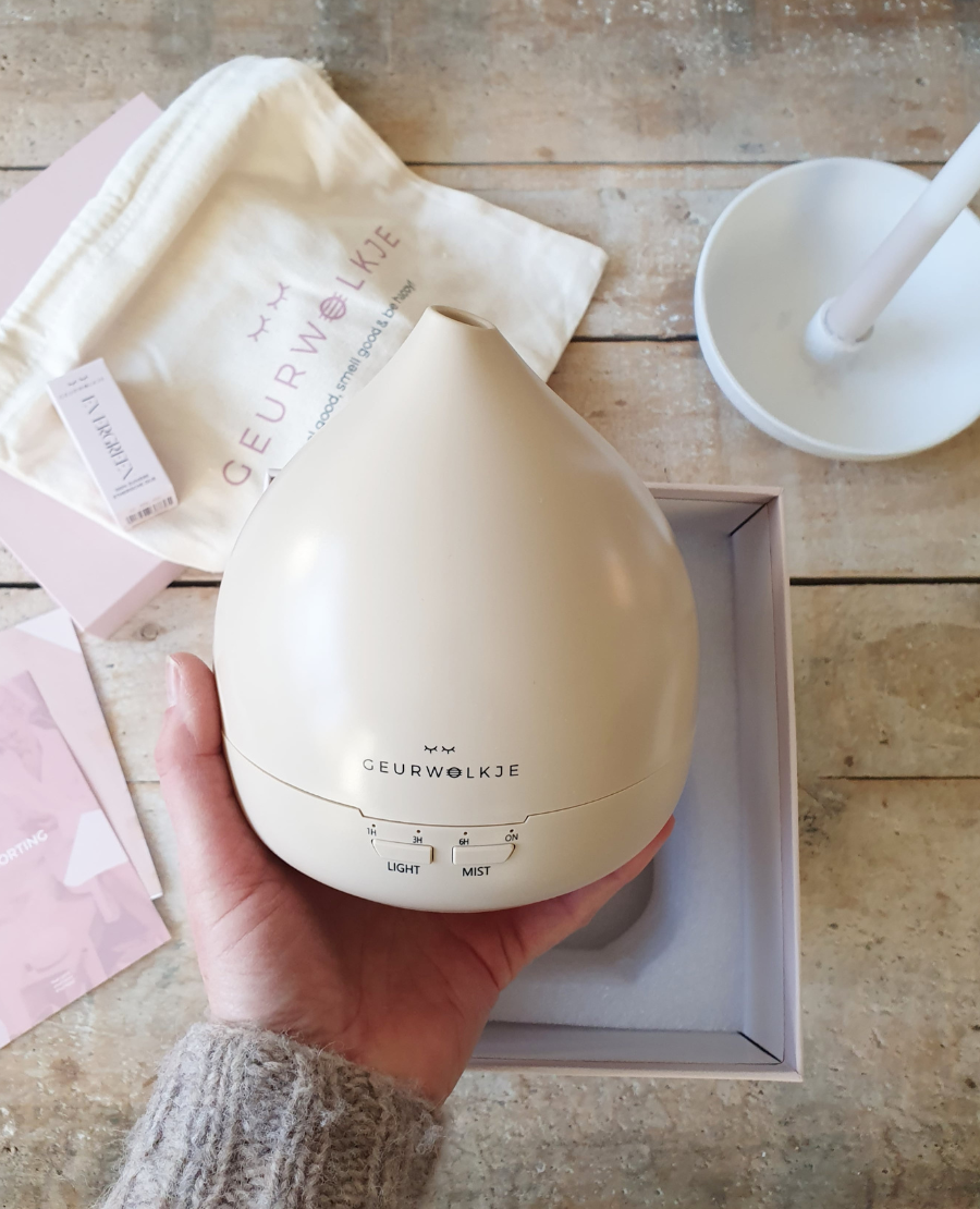 Geurwolkje Aroma Diffuser in warm grey Unity 2.0, perfect voor geurverspreiding.