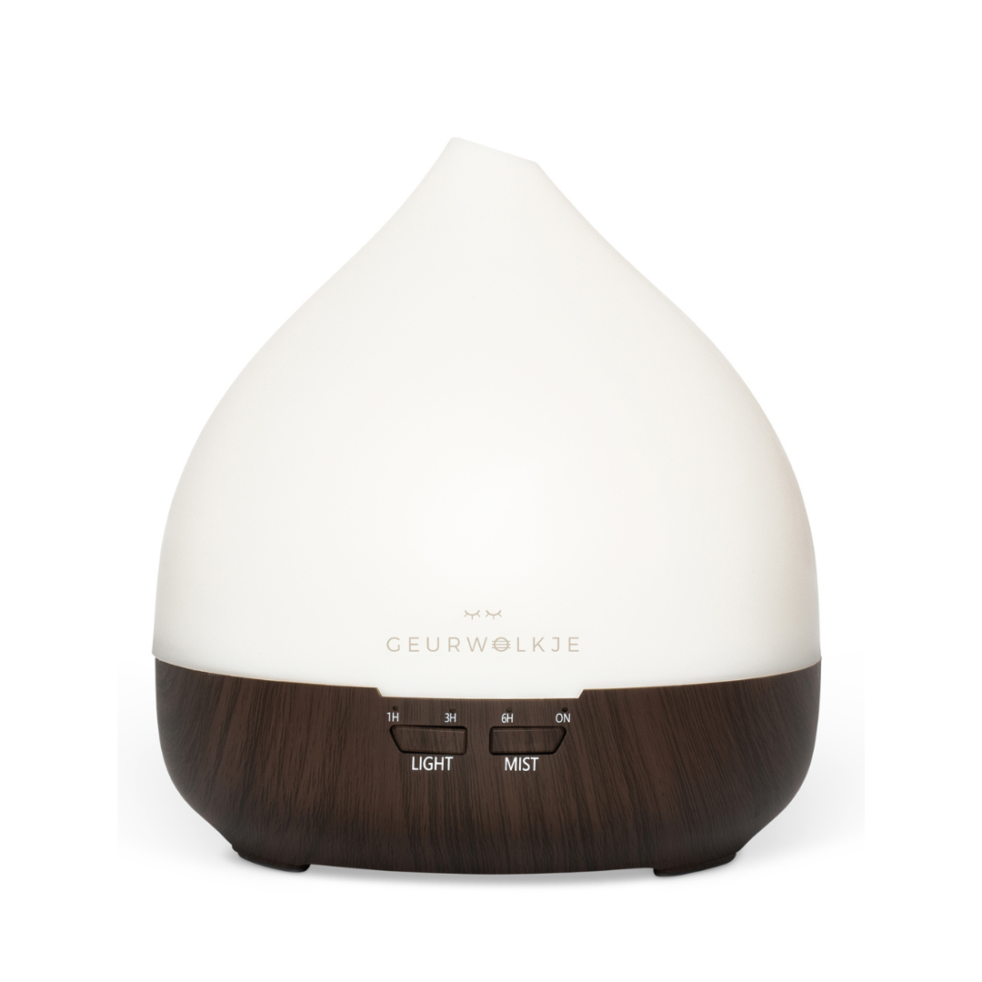 Geurwolkje Aroma Diffuser in Donker Hout Unity 2.0, perfect voor geurverspreiding.