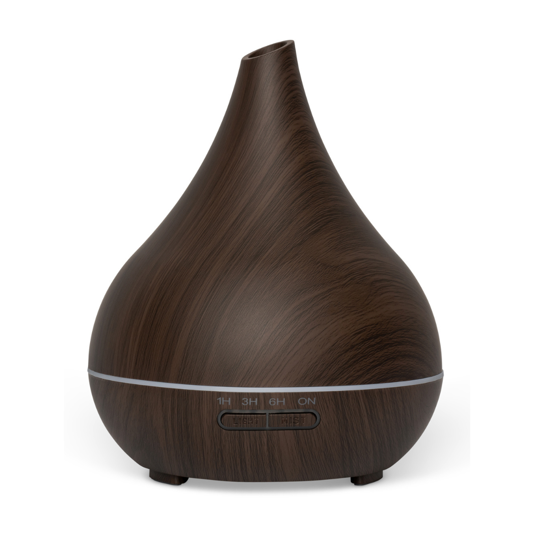 Geurwolkje Aroma Diffuser in donker hout Unity, perfect voor geurverspreiding.