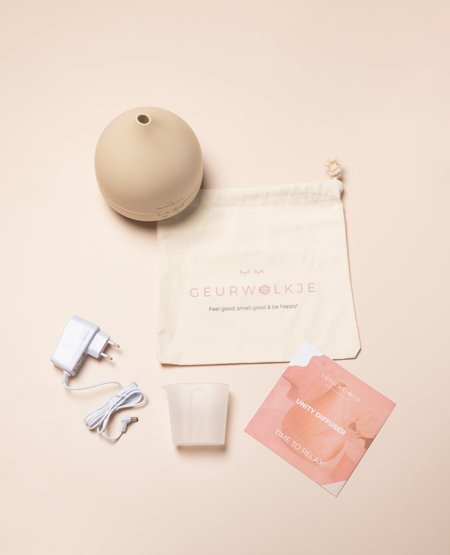 Geurwolkje Etherische Olie Diffuser in nude Unity 2.0, voor een rustgevende sfeer