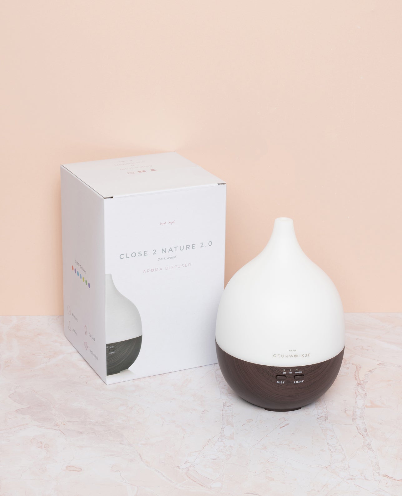 Geurwolkje Aroma Diffuser in donker hout Close 2 Nature 2.0, perfect voor geurverspreiding.