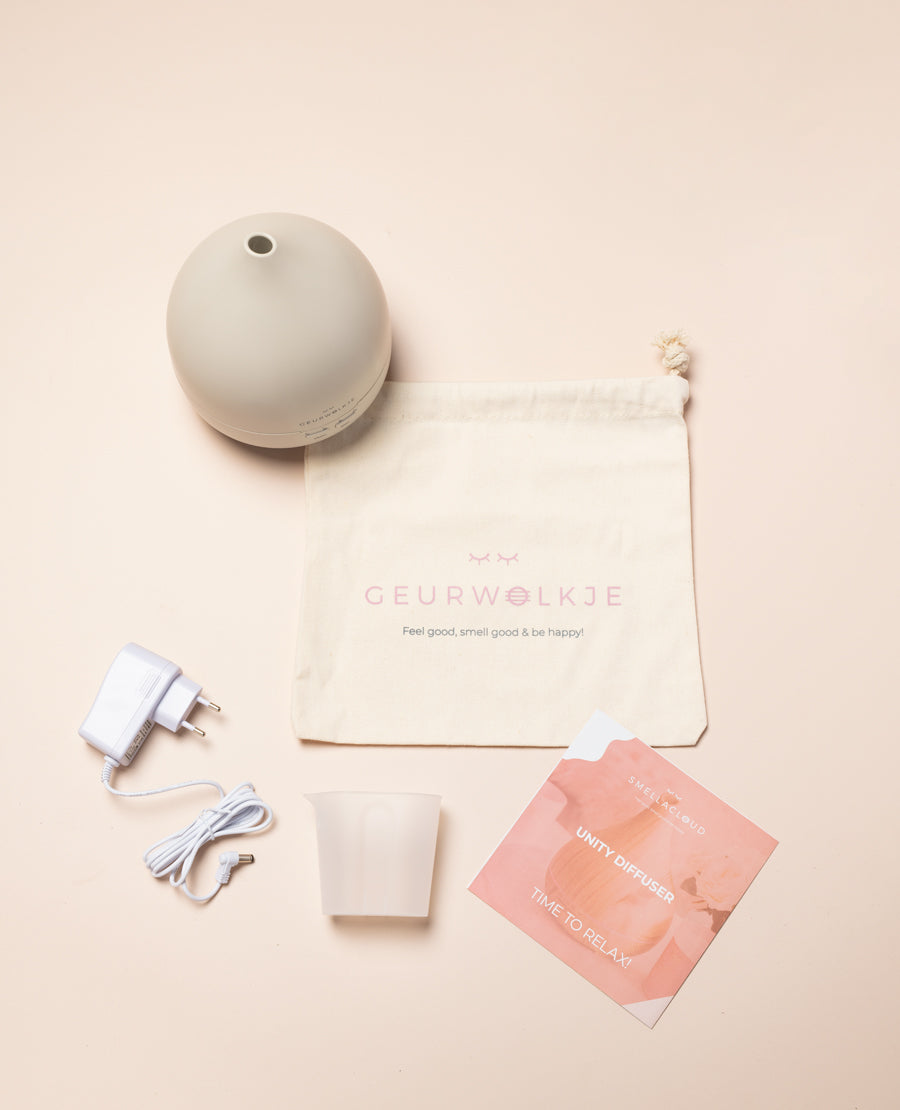 Geurwolkje Aroma Diffuser in warm grey Unity 2.0, perfect voor geurverspreiding.