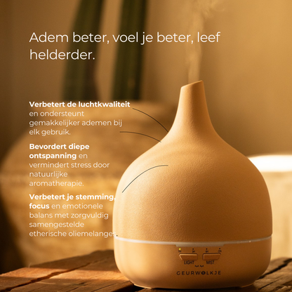 Close 2 Nature 3.0  - Geurwolkje® Aroma Diffuser - Keramiek - Peach Roze - 400 ML
