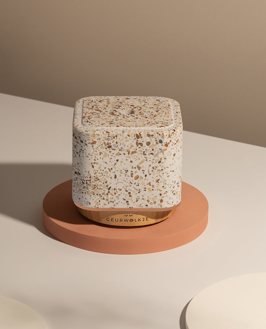 Geurwolkje Aroma Diffuser in terrazzo kubus living green perfect voor geurverspreiding