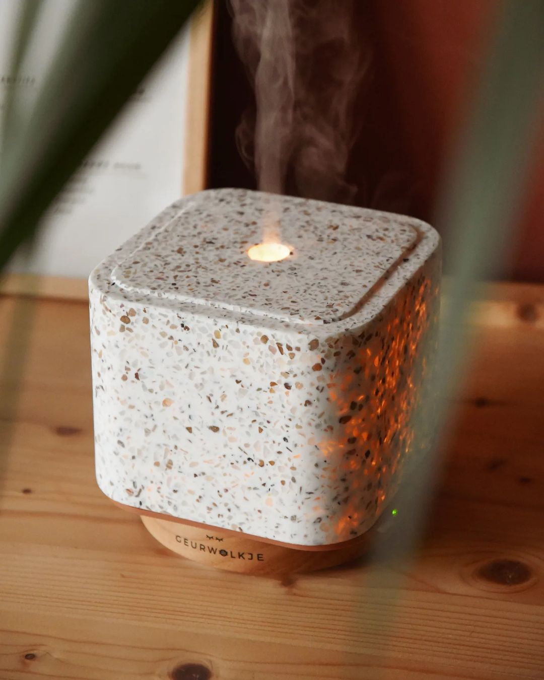 Geurwolkje Aroma Diffuser in terrazzo kubus living green perfect voor geurverspreiding