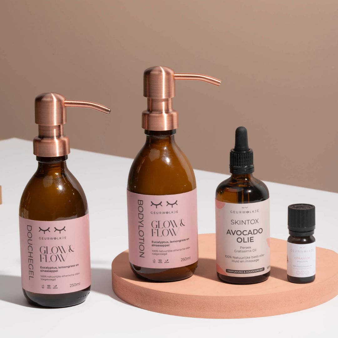douchegel,bodylotion en etherische olie vna Geurwolkje 