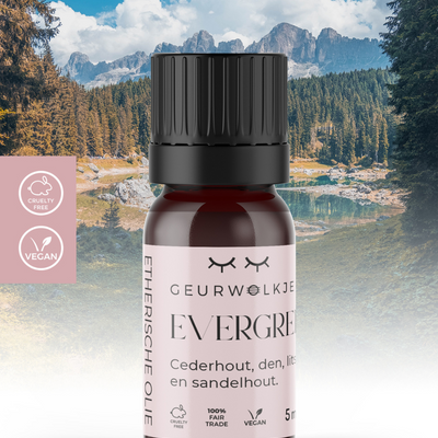 Evergreen, etherische olie, Geurwolkje blend, vegan, ontspanning