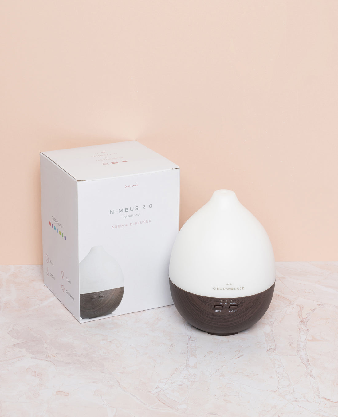 Geurwolkje Aroma Diffuser in donker hout Nimbus 2.0, perfect voor geurverspreiding.