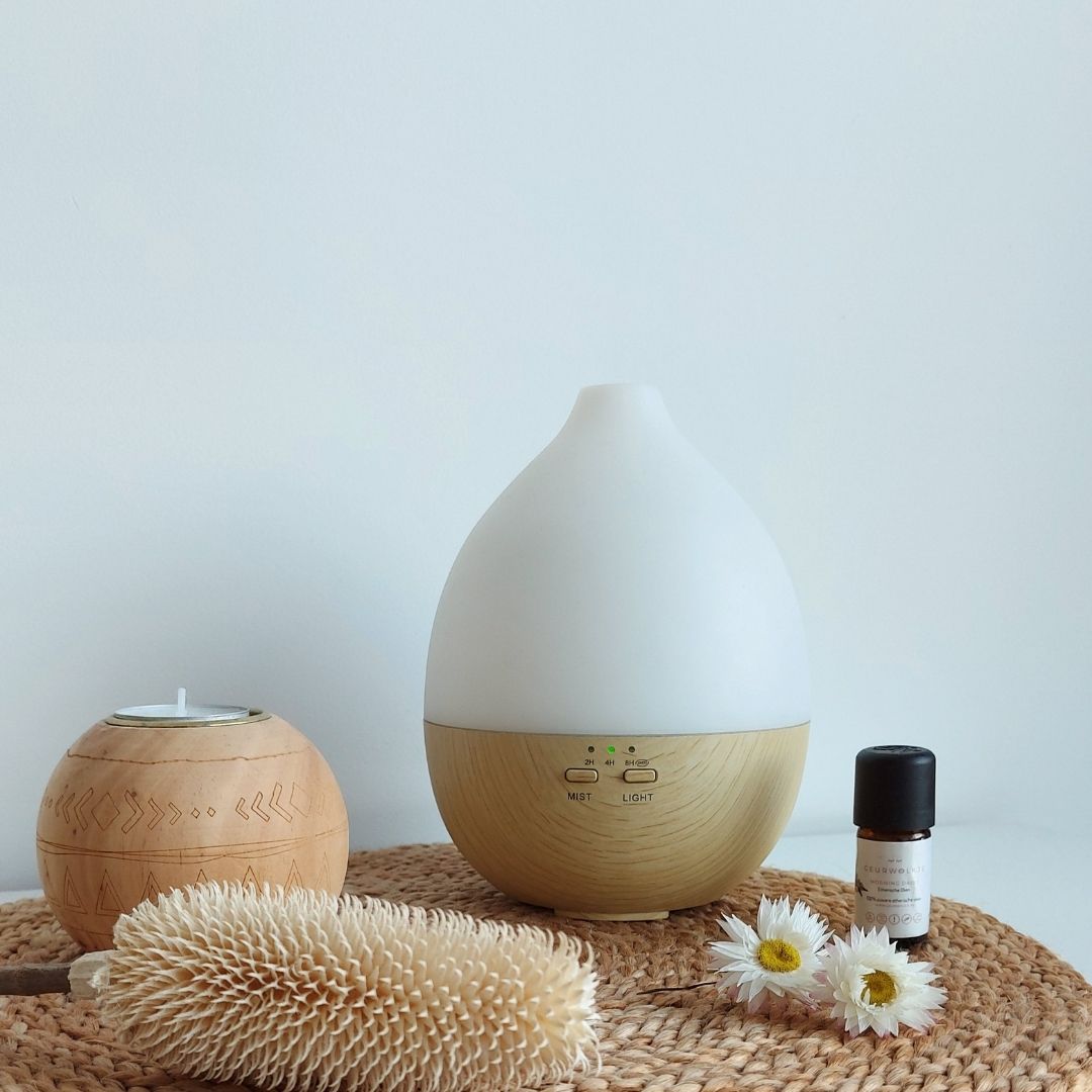 Nimbus 2.0 -  Geurwolkje® Aroma Diffuser - Licht hout - 200 ml - Tevens nachtlampje